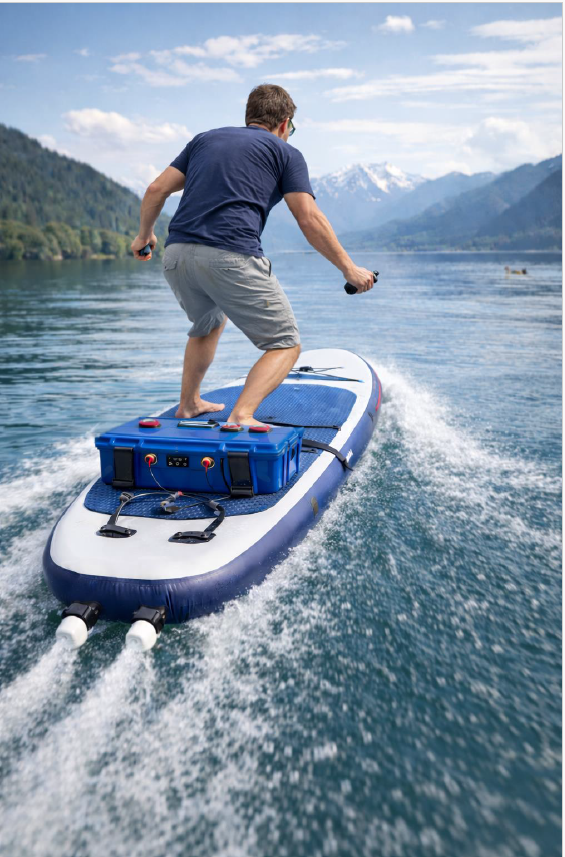 E-SUP at full throttle on a Swiss lake